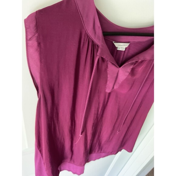 Sweet Grey V-Neck Purple Maroon Flowy Top XL Shirt Blouse Women X-Large - Picture 4 of 9